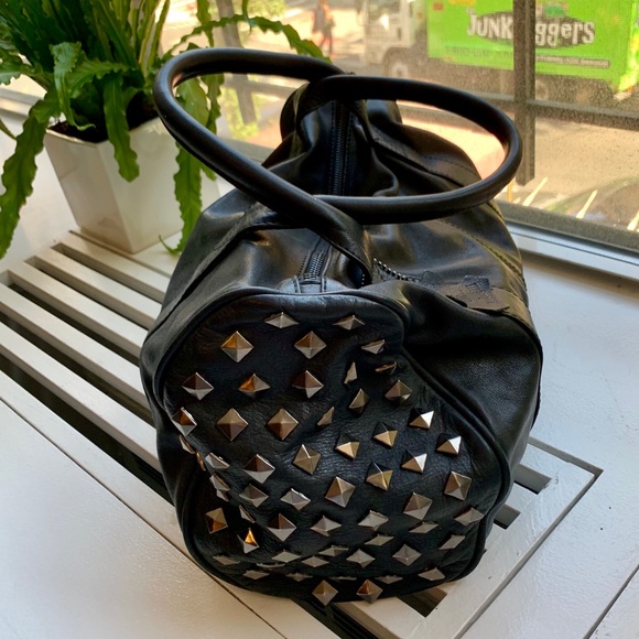 Minelli genuine black leather bag with studs - Picture 3 of 16